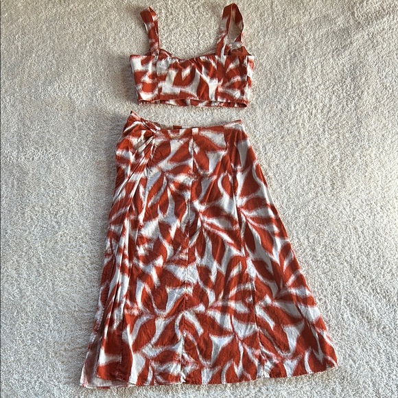 BR Linen-Blend Skirt and Crop Top Floral Two-Piece Set** 🌼 - Picture 7 of 11